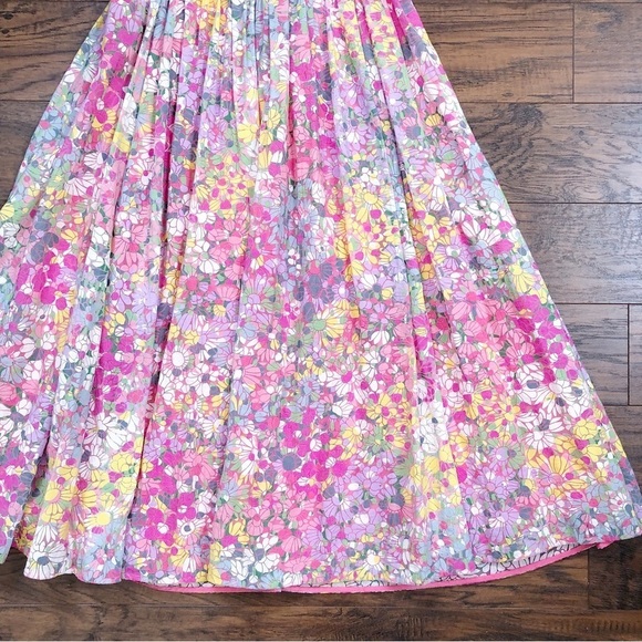 Kate Spade • Floral Dots Burnout Dress sleeveless fit & flare pink yellow blue - Picture 6 of 15